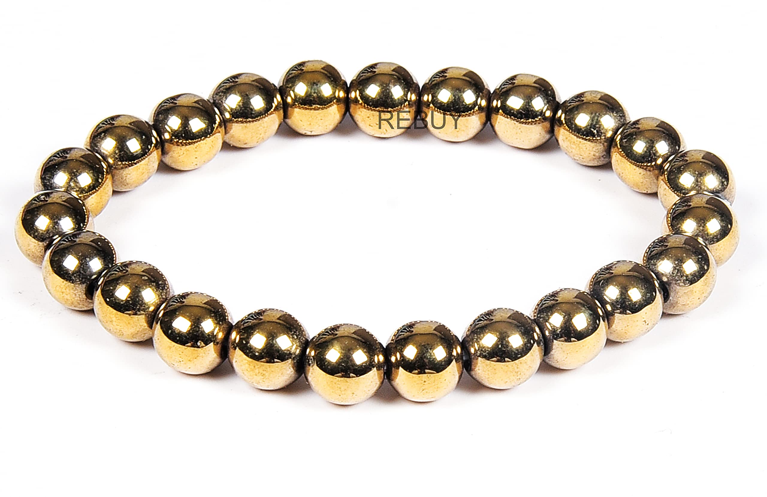 Divinity Crystals Golden Pyrite Gemstone Bracelet for Reiki Healing and Chakra Balance - 8mm Round Crystal Beads Default Title